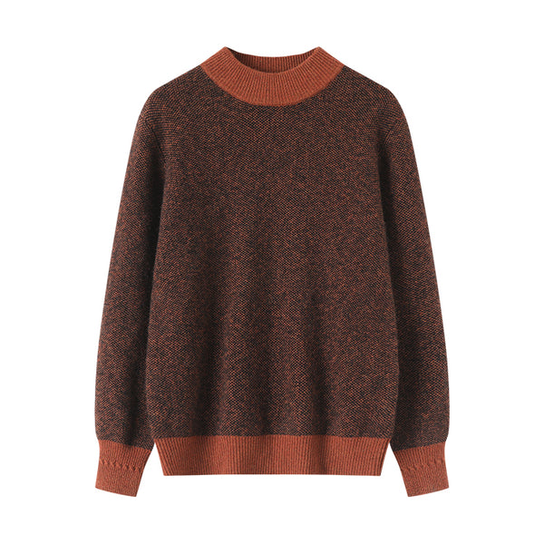 Shambala 100% Yak Two-Toned Jacquard Crew-neck Sweater