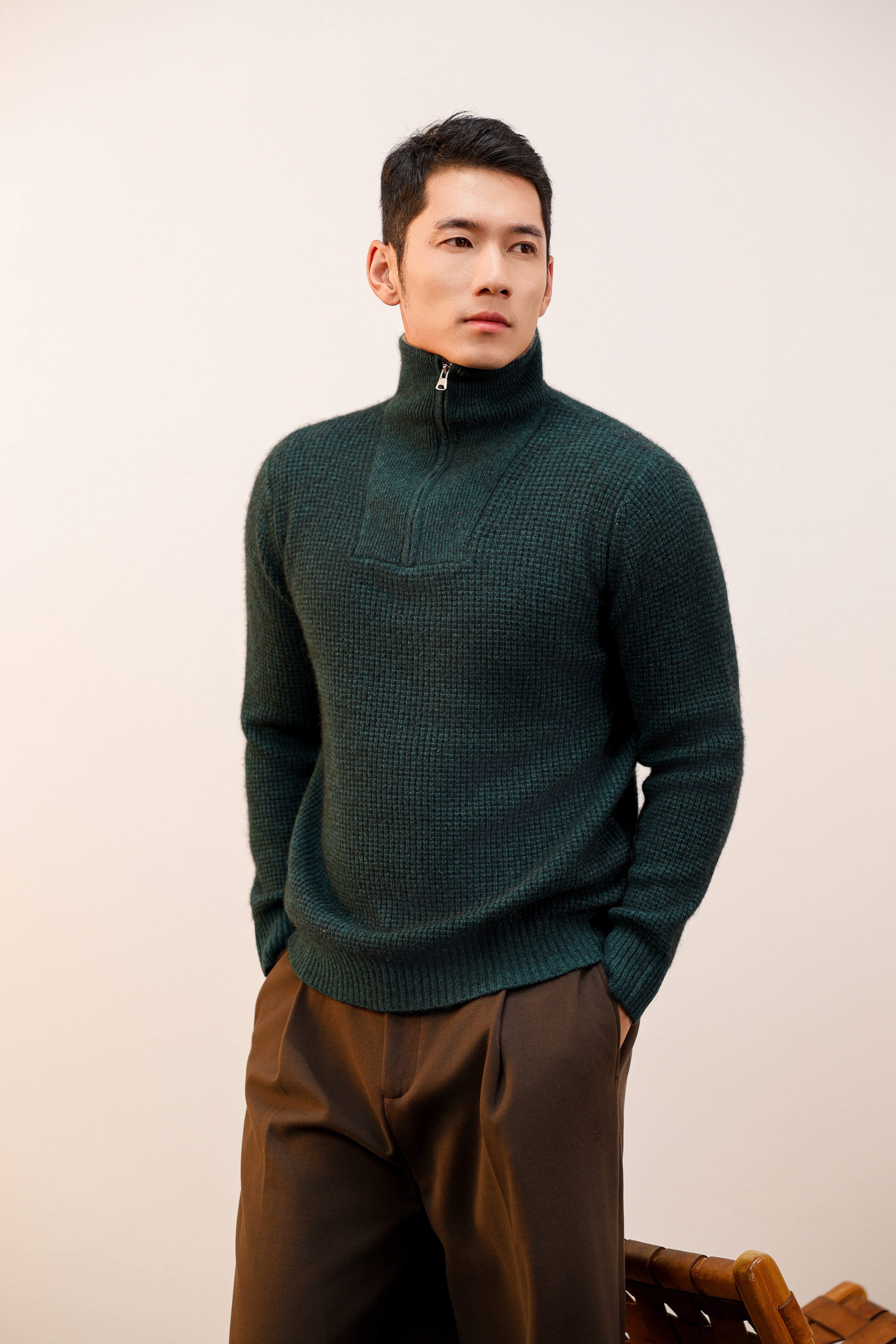 Grey Yak Wool Mockneck Sweater – SHOKAY