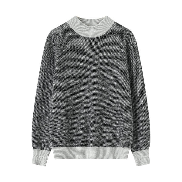 Shambala 100% Yak Two-Toned Jacquard Crew-neck Sweater