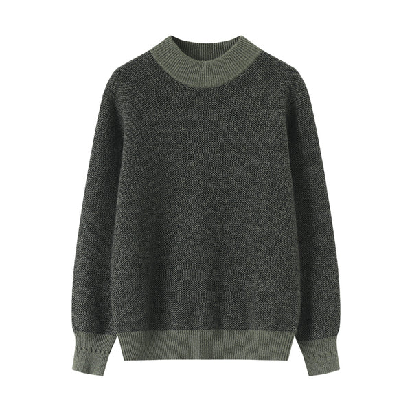 Shambala 100% Yak Two-Toned Jacquard Crew-neck Sweater