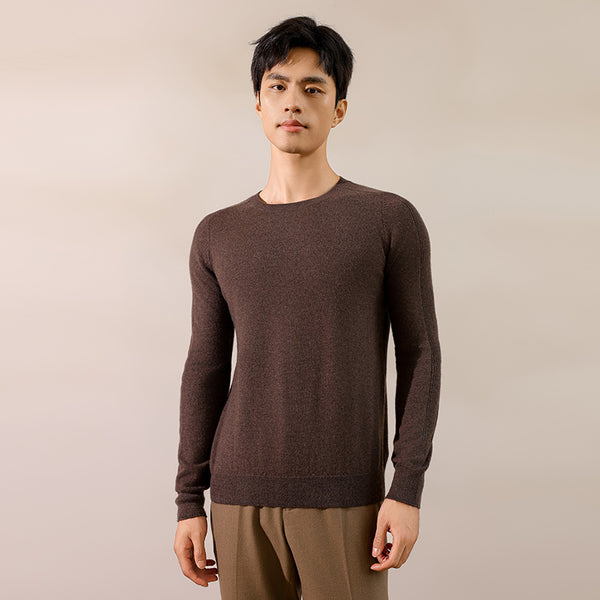 Men's Crew Neck 100% Yak Wool Sweater in Charcoal Grey