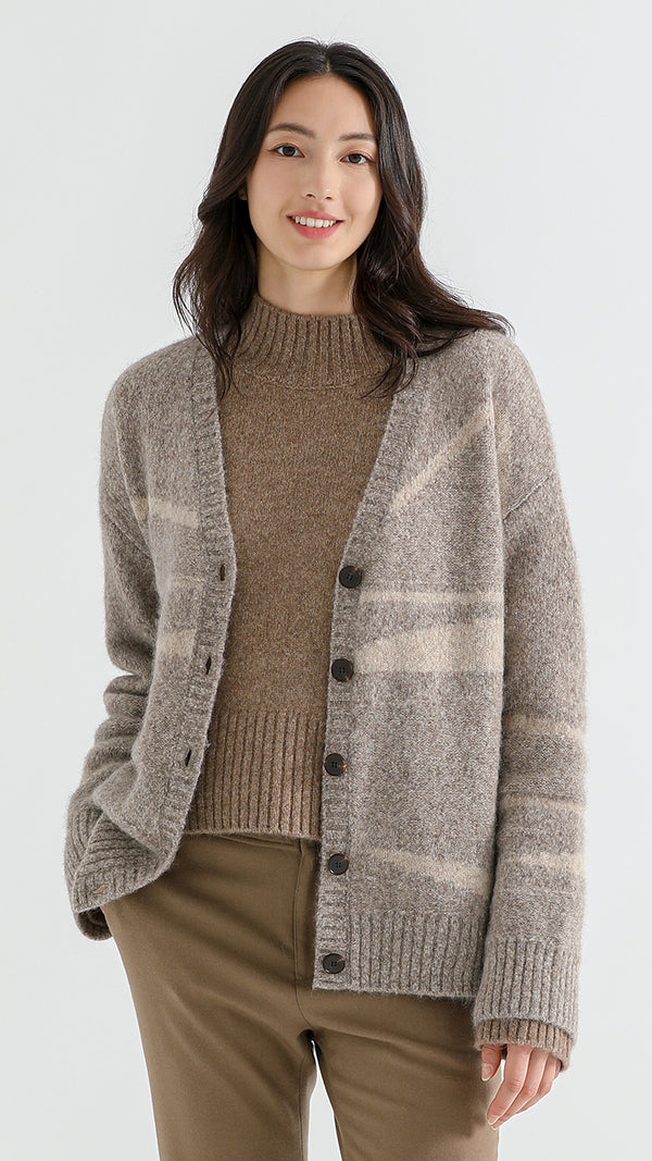 Above Land Jacquard Cardigan