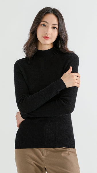 Black Yak Blend Mockneck Sweater – SHOKAY