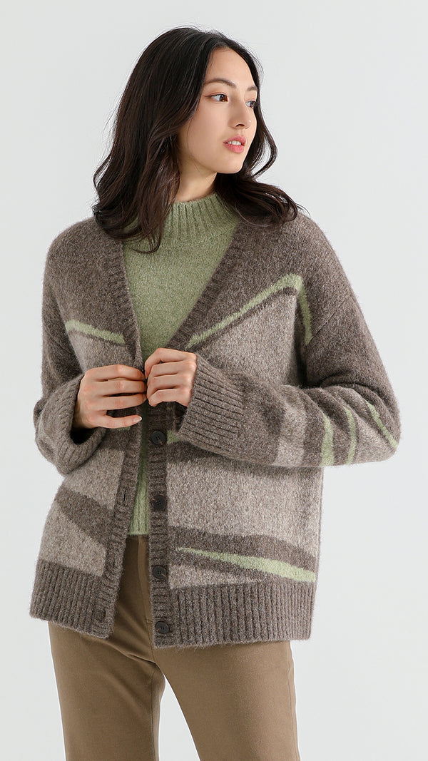 Above Land Jacquard Cardigan