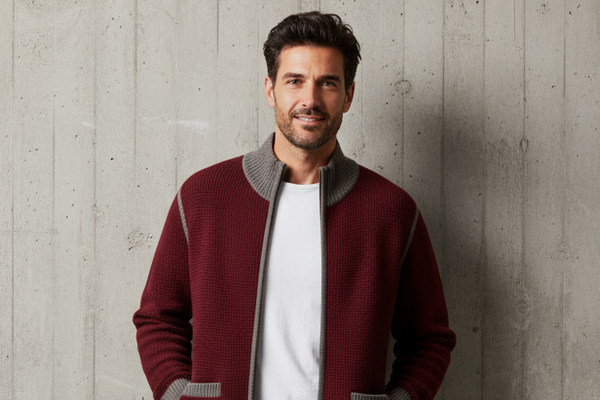 Shokay Men's Classic 100% Waffle Zip Cardigan